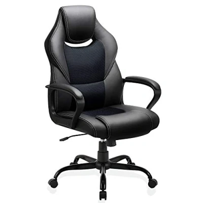 Abbildung von BASETBL Bürostuhl Chefsessel 150kg Schreibtischstuhl, Bürosessel Office Chair Gaming Stuhl, Bürostühle ergonomisch PU Leder, PC Stuhl Drehstuhl Hat weiche gepolsterte Armlehnen, Wippfunktion, schwarz