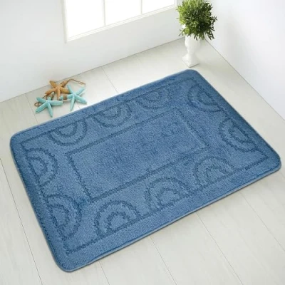 Abbildung von Comart, Teppich Nicole, für Badezimmer, synthetischer Stoff, rutschfeste Unterseite, Hellblau, 67 x 100 cm
