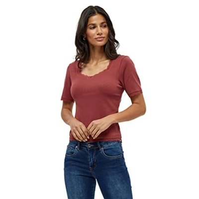 Abbildung von DESIRES Damen Dareen Gots Top mit Spitzenbesatz Braun M