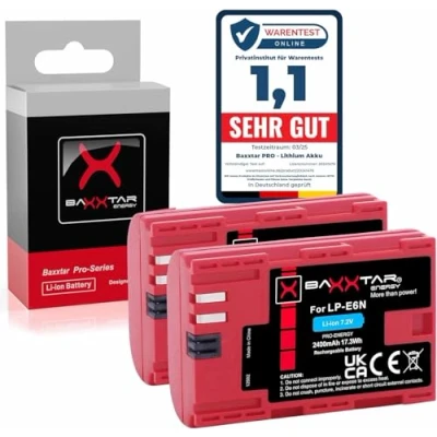 Abbildung von Baxxtar Pro II LP E6N 2250mAh 2X Optimierte Ersatzbatterie