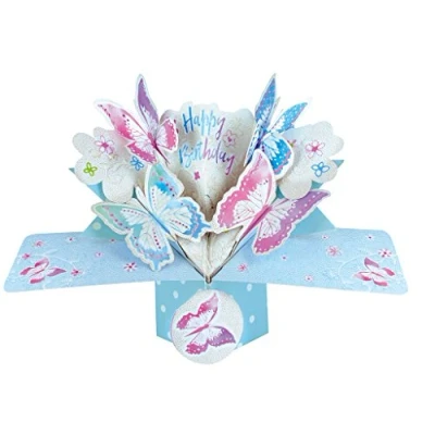 Abbildung von Second Nature Pop Ups Geburtstag Up Karte mit &quot;Happy Birthday Schriftzug und Schmetterlinge