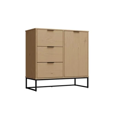 Abbildung von Inter Link Kommode Anrichte Sideboard 1 Tür 3 Schubladen Kiefer Massivholz Oak Colori Modern VIVO 1T3S