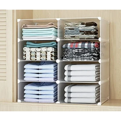 Abbildung von MYCEE Stapelbare Kleiderregale, Kleiderschrank Organizer, Aufbewahrung Schrank Closet Organizer (2 Spalten 4 Ebenen)