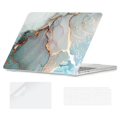 Abbildung von YOPAS Hülle Schutzhülle für MacBook Air M3 M2 13.6 Zoll (2024 2022) A3113 A2681, Hartschale Muster Case 13 und Tastaturabdeckung, Marmor