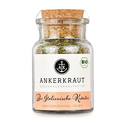 Abbildung von Ankerkraut BIO Italienische Kräuter, Urlaubsflair zum Streuen, 20g im Korkenglas, mediterrane Küche Pizza Pasta Salat Würze Kochen, Universal Gewürz