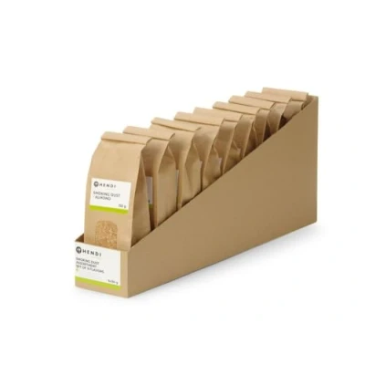 Abbildung von HENDI Räuchermehl set, Feines aromatische Räuchermehl, Holzchips, Mandeln/Buchen/Zitrusfrüchte/Cognac/Eichenholz/Oliven/Pfirsich/Rotwein/Whisky, Kalträucher Boxen, Smoking guns, 1,35L (9x150ml)