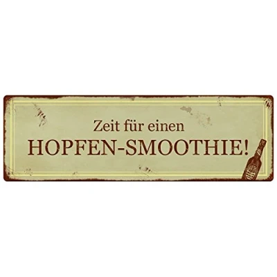 Abbildung von Interluxe METALLSCHILD Shabby Vintage Blechschild HOPFEN Smoothie Schild aus Metall witziges Mitbringsel