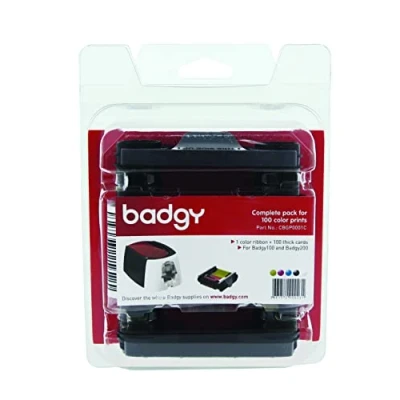 Abbildung von Badgy Verbrauchsmaterial Pack CBGP0001C für 100 Drucke: leere Karten &amp; 1 Farbband Drucke