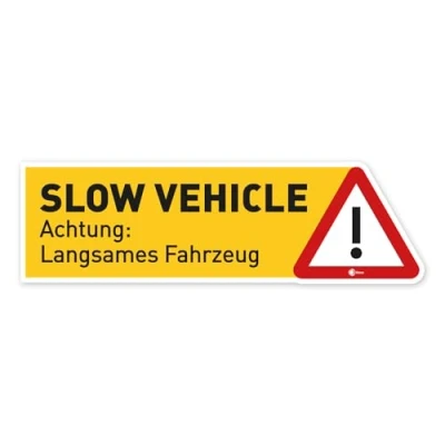 Abbildung von iSecur Aufkleber Slow Vehicle I 80 x 24 cm Achtung langsames Fahrzeug als Hinweis oder Fun für Oldtimer Wohnwagen LKW Bus kfz_357