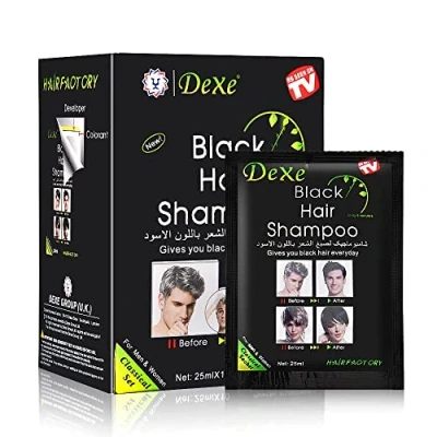 Abbildung von Instant Black Hair Shampoo, Haarfärbe Shampoo für Männer und Frauen Einfache Anwendung 100% Grauabdeckung Schnell einfach Hält 30 Tage 3 in 1 Schwarz Haarfarbe (Tabletten Schwarz)
