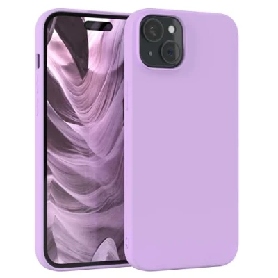 Abbildung von EAZY Case Silikonhülle für iPhone 15 Plus Hülle Silikon Lila weich stoßfeste Handyhülle Schutzhülle mit Kameraschutz Dünn Premium Schutz Cover TPU Phone Bumper in Violett