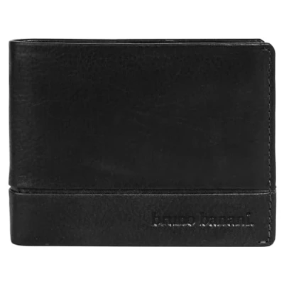 Abbildung von bruno banani kleine Geldbörse im Querformat Echt Leder Herren praktische Geldbörse, handliches Portemonnaie, RFID Schutz, 4 Kartenfächer 022003