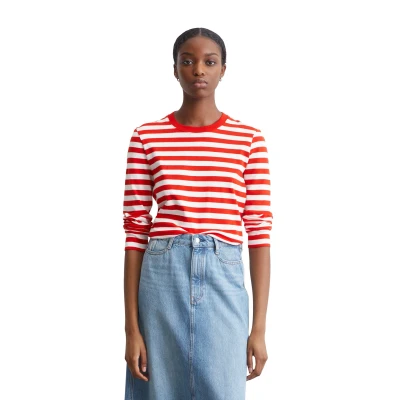 Abbildung von Marc O&#039;Polo Denim Crewneck Langarmshirt, Damen, Größe: Large, Medium red