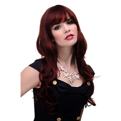Abbildung von WIG ME UP Damen Perücke große kräftige Locken, welligem Haar mit glattem Pony Braun Rostbraun ca. 65 cm 285 35