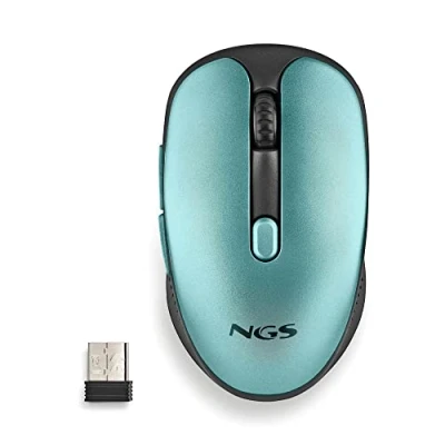Abbildung von NGS EVO Rust Ice Wiederaufladbare kabellose Maus 2,4 GHz für Computer/Laptop/MacBook/PC/Mac/iPad/Tablet, Silent Keys, 3 einstellbare DPI Stufen: 800/1200/1600. Entwickelt Rechtshänder, blau.