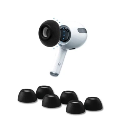 Abbildung von Comply 3.0 Premium Schaumstoff Ohrstöpsel, kompatibel mit Apple AirPods Pro Gen 1 &amp; 2, MITTLERE GRÖSSE, Neue Limited Edition, Phantom Black, 3 Paar, Superior Noise Isolation, Made in The USA