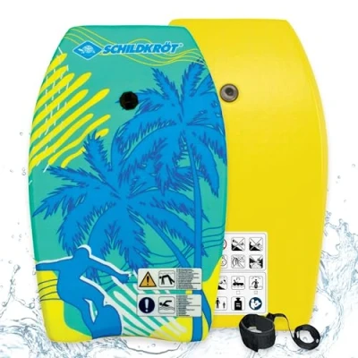 Abbildung von Schildkröt® Schwimmbrett Bodyboard M, mit Nylonüberzug und EPS Schaumstoff Kern, 68 x 43 cm, inkl. Fangriemen für Fixierung an der Hand oder am Fuß, maximales Nutzergewicht: 60kg, 970321