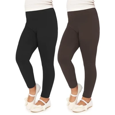 Abbildung von Merry Style Mädchen Lange Leggings aus Viskose 2 Pack MS10 130 (Schwarz/Braun (2Pack), 146 cm)