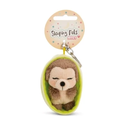 Abbildung von NICI Schlüsselanhänger Sleeping Pets Igel 8cm in Körbchen braun Treuer Begleiter für Rucksack oder Tasche, Schlüsselhalter klein und Groß 61603