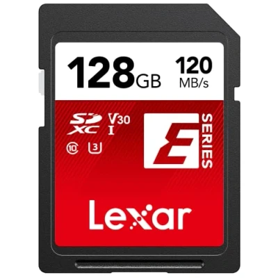 Abbildung von Lexar SD Karte 128 GB, Card 128GB SDXC UHS I, bis zu 120 MB/s lesen, 45 Schreibgeschwindigkeit, U3, V30, C10, Full HD und 4K UHD