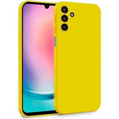 Abbildung von MyGadget Hülle für Samsung Galaxy A24 4G Zweilagige Handyhülle mit Kameraschutz Cover Innenfutter &amp; Silikon außen Gelb