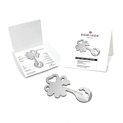 Abbildung von Geschenkartikel: ROMINOX Key Tool Lucky Charm, 19 Funktionen, Schlüsselanhänger Kleeblatt, Glücksbringer, Edelstahl Multitool inkl. Funktionsbeschreibung, Multifunktionswerkzeug