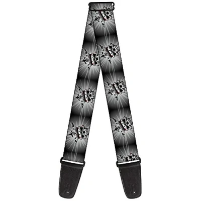Abbildung von Buckle Down Gitarrengurt King Skull Blocks Rays Grays 5,1 cm breit