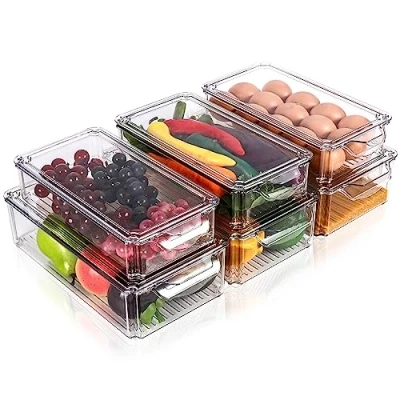 Abbildung von Diealles Shine Kühlschrank Organizer Set, 6er Set Ordnungsboxen mit Deckel, Durchsichtig Boxen Stapelbar, Aufbewahrungsbox für Küchen Schränke