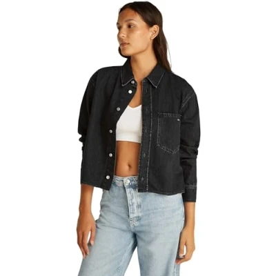 Abbildung von Calvin Klein Jeans Cropped Denim DAD Hemdbluse, Damen, Größe: XS, black