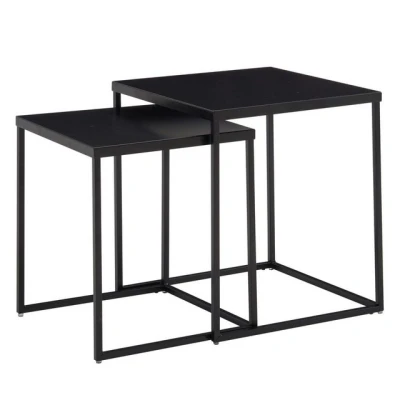 Abbildung von FINEBUY Beistelltisch FB78963 (Beistelltisch 2er Set Schwarz Metall Industrial), Wohnzimmertisch Kaffeetisch mit Gestell