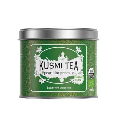 Abbildung von Kusmi Tea Grüner Tee mit Minze Bio Mischung von Gunpowder Echte Minzeblätter Heiß oder als Eistee genießen Loser 100 g Metalldose Menge für etwa 50 Tassen