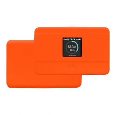 Abbildung von kwmobile Hülle kompatibel mit TP Link M7350 4G Case Tasche für mobiles WLAN Router Cover mobiler Hotspot Wi Fi Zubehör Orange