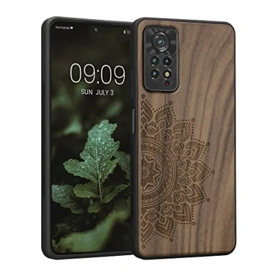 Abbildung von kwmobile Hülle kompatibel mit Xiaomi Redmi Note 11 Pro/Note Pro (5G) / 12 (4G) Holz Case Handy Cover TPU Handyhülle in Dunkelbraun Aufgehende Sonne