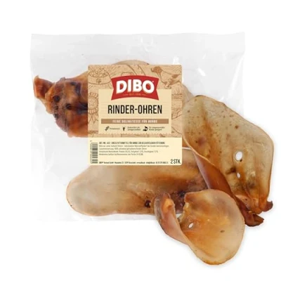 Abbildung von DIBO Rinderohren, 2 Stück im Beutel, der kleine Naturkau Snack oder Leckerli für Zwischendurch, Hundefutter, Qualitätskauartikel ohne Chemie von