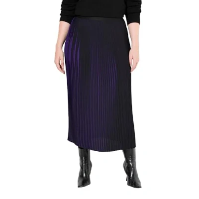 Abbildung von Ulla Popken TWO TONE Elastic Waist Alinienrock, Damen, Größe: 54/56, Purple