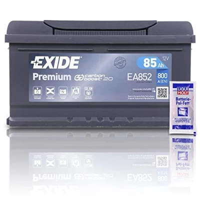 Abbildung von EXIDE EA852 Premium Carbon Boost Autobatterie 12V 85Ah 800A PKW KFZ Starterbatterie Batterie Ersetzt 77Ah 79Ah 80Ah 82Ah 84Ah + 1x Batteriepolfett
