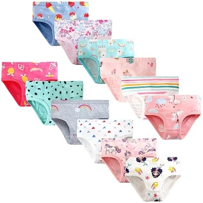 Abbildung von Adorel Mädchen Unterhosen Slips Reine Baumwolle 12er Pack Herzchen &amp; Meerjungfrau Früchte 122 (Herstellergröße 130)