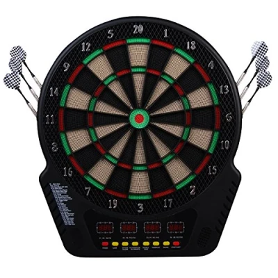 Abbildung von HOMCOM Dartscheibe Dart set mit LED Anzeige für 16 Spieler, (Dartautomat, 1 tlg., Dartboard), Schwarz 44 x 51,5 3,2 cm