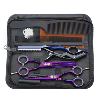 Abbildung von Purple Dragon Haarschere 5,5Zoll Profi Friseurschere Friseurscheren set perfekt Haarschnitt für Damen und Herren Sharfe Schere Barbier/Friseur/Anfänger (Lila)