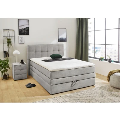 Abbildung von Boxspringbett 140 x 200 cm hellgrau Cordbezug AMY