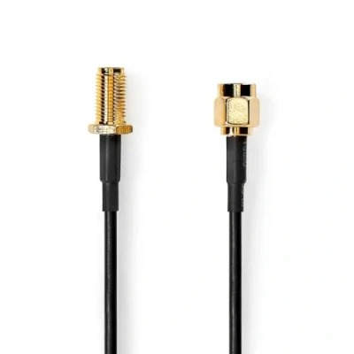 Abbildung von NEDIS Antennenkabel SMA Stecker Buchse Vergoldet 50 Ohm Einzeln geschirmt 3.00 m rund PVC Schwarz Plastikbeutel