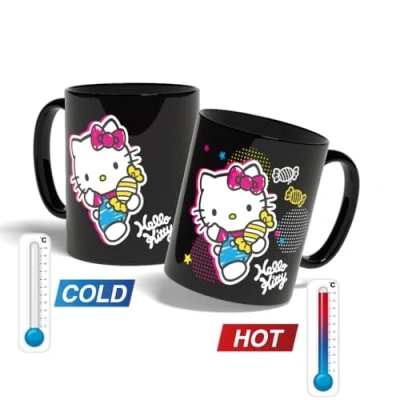Abbildung von Konix Hello Kitty Thermotasse 320 ml Süßigkeiten Motiv Schwarz