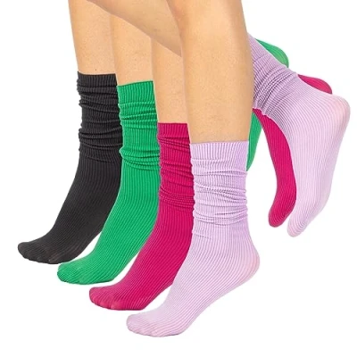 Abbildung von CALZITALY PACK 4 PAAR Ohne Elastikbund Socken, Glänzende Blickdichte Gerippte Socken Grün, Blau, Schwarz, Grau 60 DEN Made in Italy (Einheitsgröße, ASSD)