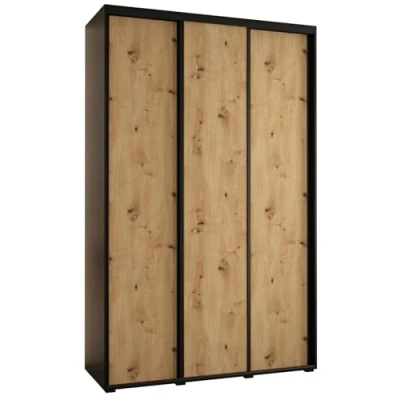 Abbildung von MEBLE KRYSPOL Davos 1 160 Schlafzimmerschrank mit DREI Schiebetüren Moderner Kleiderschrank Kleiderstange und Regalen 235,2x160x45 cm Schwarz Artisan