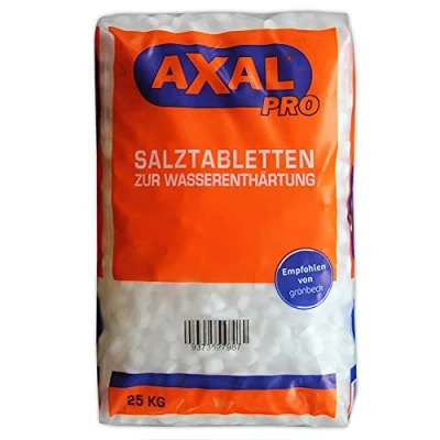 Abbildung von Axal Pro Regeneriersalz 25kg Salztabletten zur Wasserenthärtung Wasserenthärtungsanlagen Entkalkungsanlagen Pools Kalkvermeidung Entkalkung