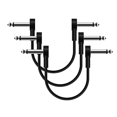 Abbildung von SONICAKE Patchkabel Gitarre Pedal 15CM Rechtwinklig 6.35mm Instrumentenkabel geräuschlos Klinkenpatchkabel für Effektpedale Schwarz 3 Stück