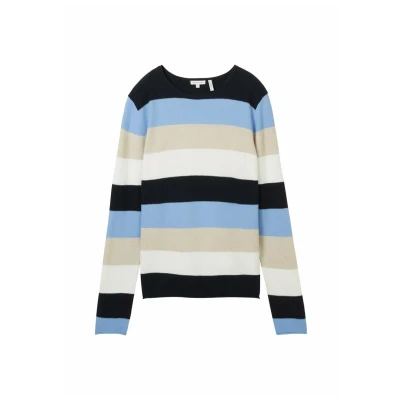 Abbildung von TOM Tailor Strickpullover, Damen, Größe: Small, Blue block stripe