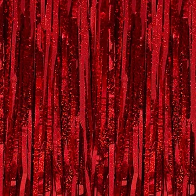 Abbildung von Oblique Unique® Lametta Vorhang 99x200 cm Rot irisierend Deko für Weihnachten Weihnachtsbaum Silvester Geburtstag Party Feier Fasching Karneval Dekoration