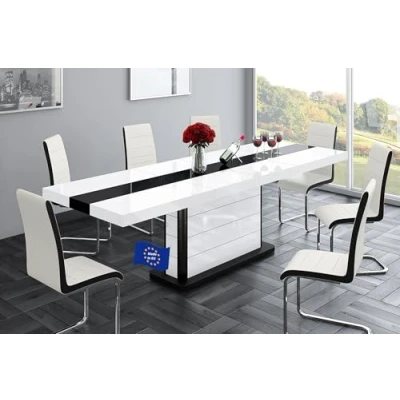 Abbildung von designimpex Esstisch Design Tisch HE 555 Weiß Schwarz Hochglanz ausziehbar 160 bis 260 cm