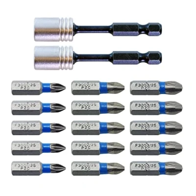 Abbildung von VESSEL 17 teiliges Set mit Bits und Bithalter &quot;Torsion&quot; E6, 3, Pozidrive